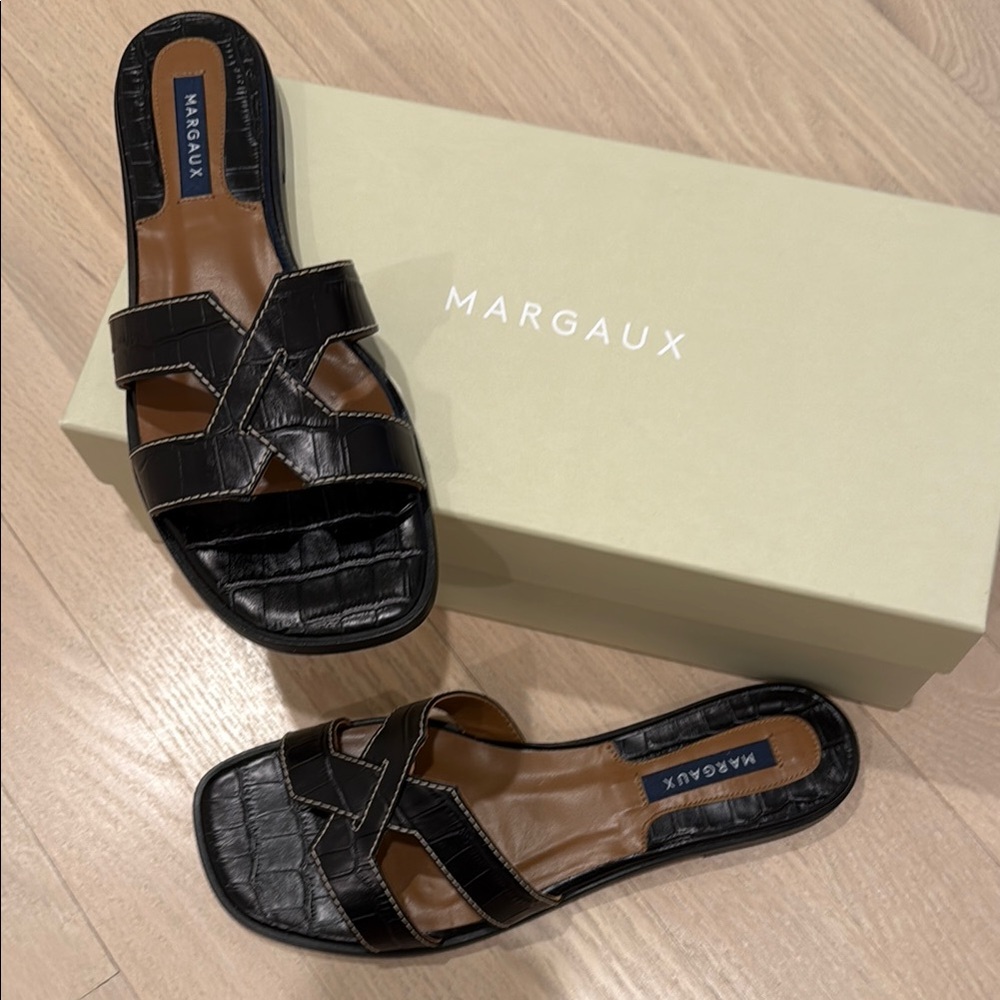 Margaux Black Slide Sandals for Women